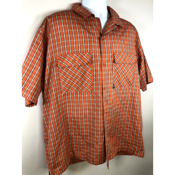 Veezo Men's Button Down Shirt Size XL Short Sleeve Orange Polyester - Picture 6 of 14